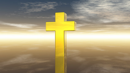 Image showing christian cross under cloudy sky - 3d rendering