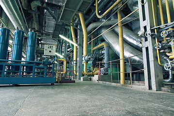 Image showing Industrial zone, Steel pipelines and valves