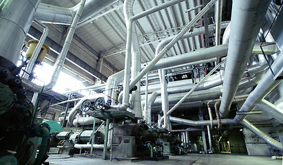 Image showing Industrial zone, Steel pipelines and valves