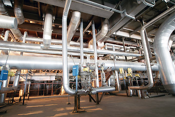 Image showing Industrial zone, Steel pipelines and valves