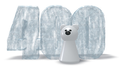 Image showing frozen number four hundred and polar bear - 3d rendering