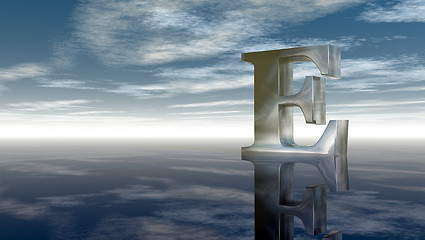 Image showing metal uppercase letter e under cloudy sky - 3d rendering