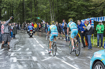 Image showing Two Cyclists - Tour de France 2014