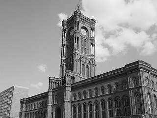 Image showing Rotes Rathaus in Berlin in black and white