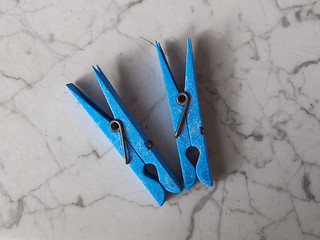 Image showing Blue Clothespin peg