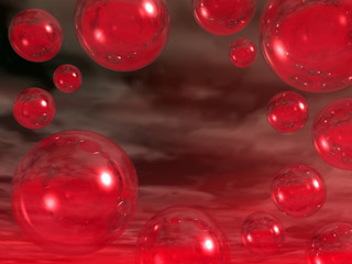 Image showing abstract red bubbles background - 3d rendering