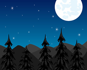 Image showing Night in mountain and moon