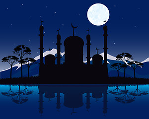 Image showing Silhouette to mosques in the night