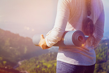 Image showing Woman standing with yoga 