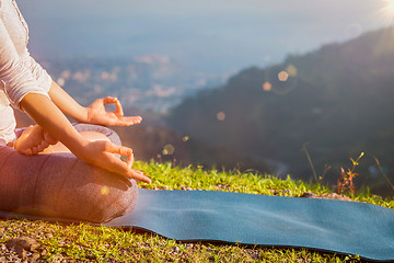 Image showing Close up Padmasana lotus pose