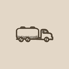 Image showing Truck liquid cargo sketch icon.