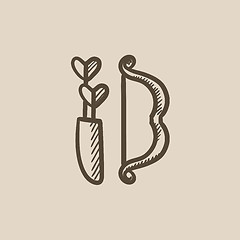 Image showing Bow and arrows sketch icon.