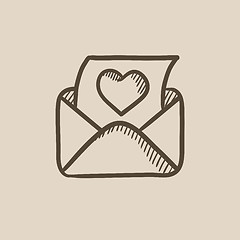 Image showing Open envelope with heart sketch icon.