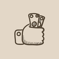 Image showing Hand holding money sketch icon.