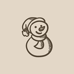 Image showing Snowman sketch icon.