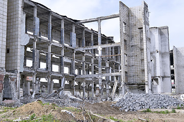 Image showing Pieces of Metal and Stone are Crumbling from Demolished Building Floors