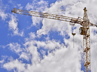 Image showing  Construction site with cranes on sky background