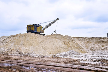 Image showing Working digger in a quarry produces sand