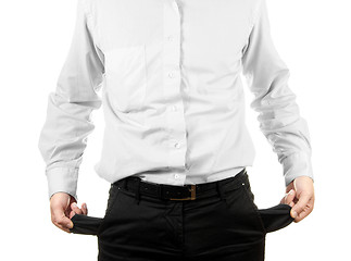 Image showing Businessman showing his empty pocket