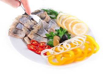 Image showing fish on plate with vegetables