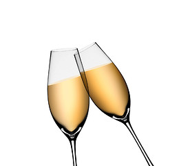 Image showing Two glasses of champagne. Isolated on white background