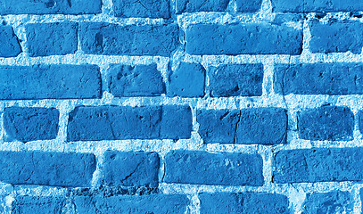 Image showing Abstract blue texture of brick wall 