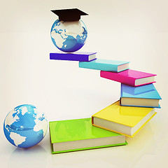 Image showing The growth of education. Globally. 3D illustration. Vintage styl