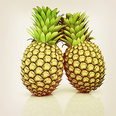 Image showing pineapples. 3D illustration. Vintage style.