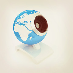 Image showing Web-cam for earth. Global on line concept. 3D illustration. Vint