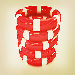 Image showing Red lifebelts. 3D illustration. Vintage style.