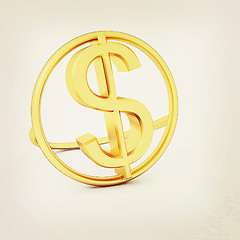 Image showing 3d text gold dollar icon. 3D illustration. Vintage style.