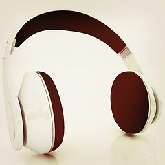 Image showing headphones. 3D illustration. Vintage style.