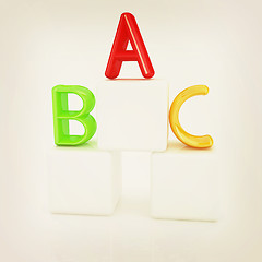 Image showing alphabet and blocks. 3D illustration. Vintage style.