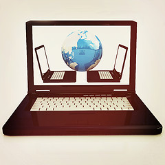 Image showing Computer Network Online concept. 3D illustration. Vintage style.