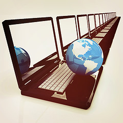 Image showing Computer Network Online concept. 3D illustration. Vintage style.