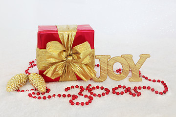 Image showing Christmas Gift Box and Decorations