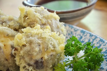 Image showing Japanese tempura with fresh mushroom