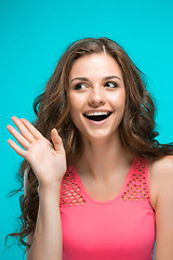 Image showing The young woman\'s portrait with happy emotions