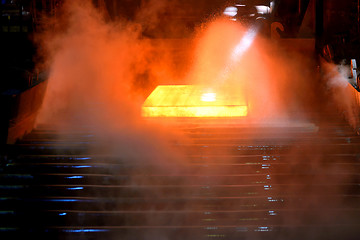 Image showing hot steel on conveyor