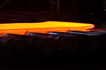 Image showing hot steel on conveyor