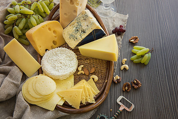 Image showing Various types of cheese set