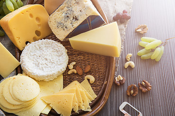 Image showing Various types of cheese set