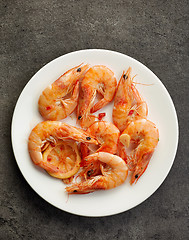 Image showing roasted prawns on white plate