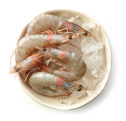 Image showing bowl of raw prawns