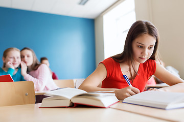 Image showing students gossiping behind classmate back at school