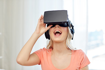 Image showing woman in virtual reality headset or 3d glasses