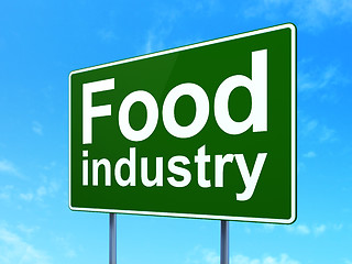 Image showing Manufacuring concept: Food Industry on road sign background