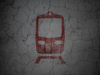 Image showing Vacation concept: Train on grunge wall background