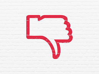 Image showing Social media concept: Thumb Down on wall background