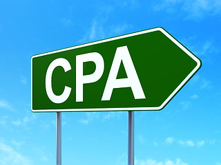 Image showing Business concept: CPA on road sign background
